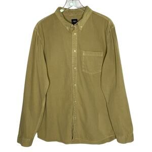 Zara XL Mens Khaki Cotton Denim Shirt Button Front Midweight Gorpcore Norm